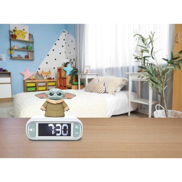 LEXIBOOK - Grogu Night Light Alarm Clock - Star Wars - Sounds and melodies, bright backlit LCD screen - Green