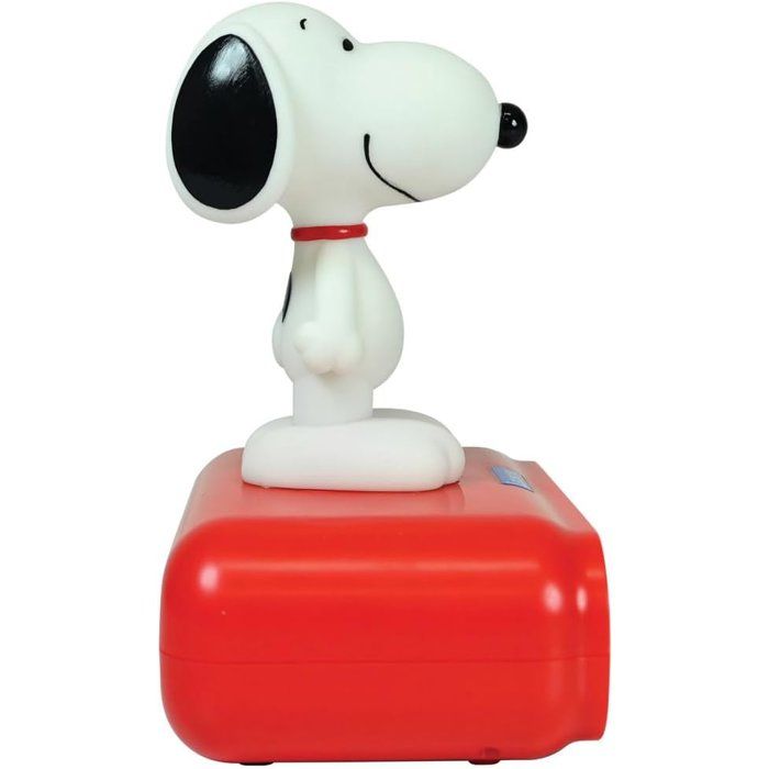LEXIBOOK - Snoopy Alarm Clock with Night Light - Sounds and Melodies, Bright Backlit LCD Screen - White, Red
