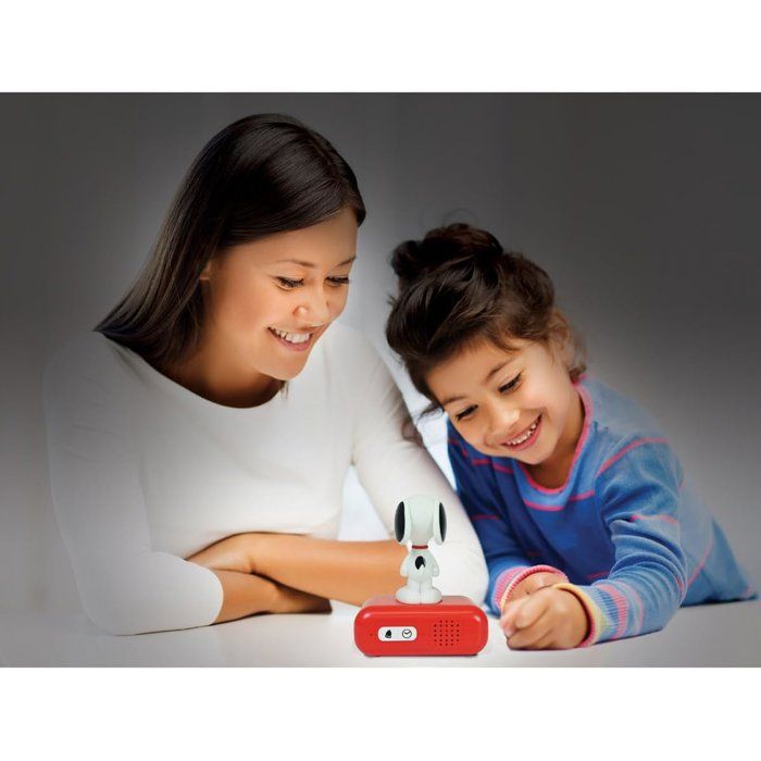 LEXIBOOK - Snoopy Alarm Clock with Night Light - Sounds and Melodies, Bright Backlit LCD Screen - White, Red