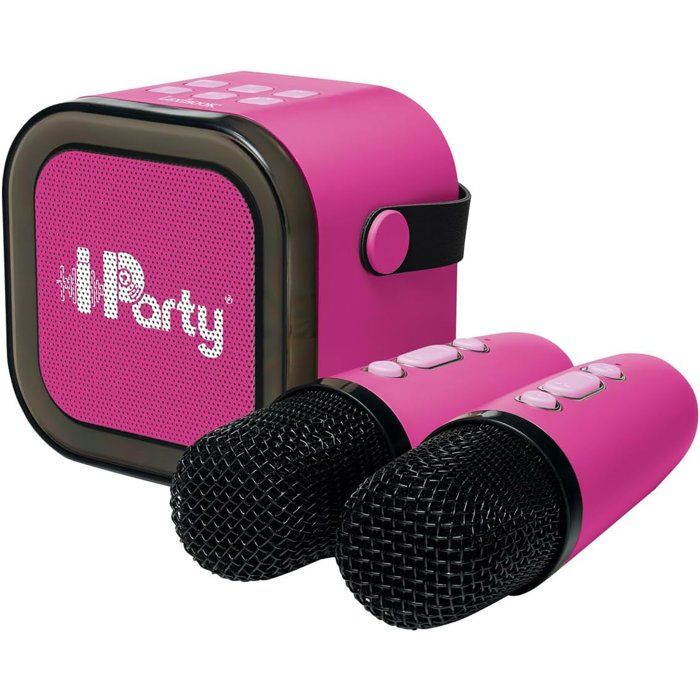 LEXIBOOK - Pink Portable Karaoke Speaker with 2 Wireless Microphones