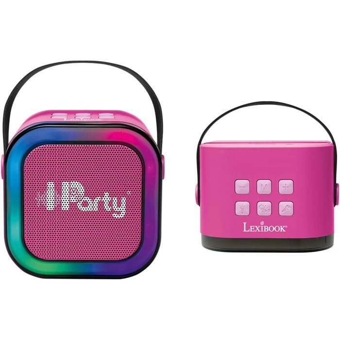 LEXIBOOK - Pink Portable Karaoke Speaker with 2 Wireless Microphones