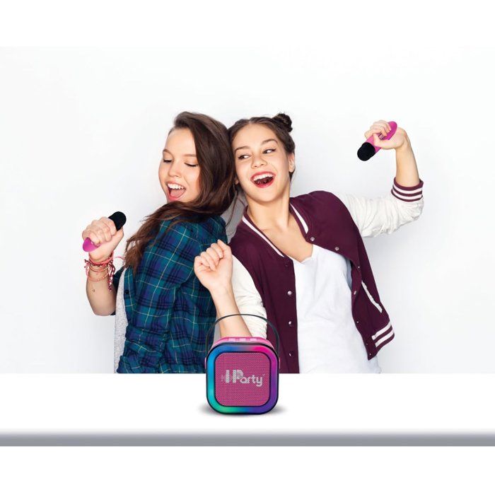 LEXIBOOK - Pink Portable Karaoke Speaker with 2 Wireless Microphones
