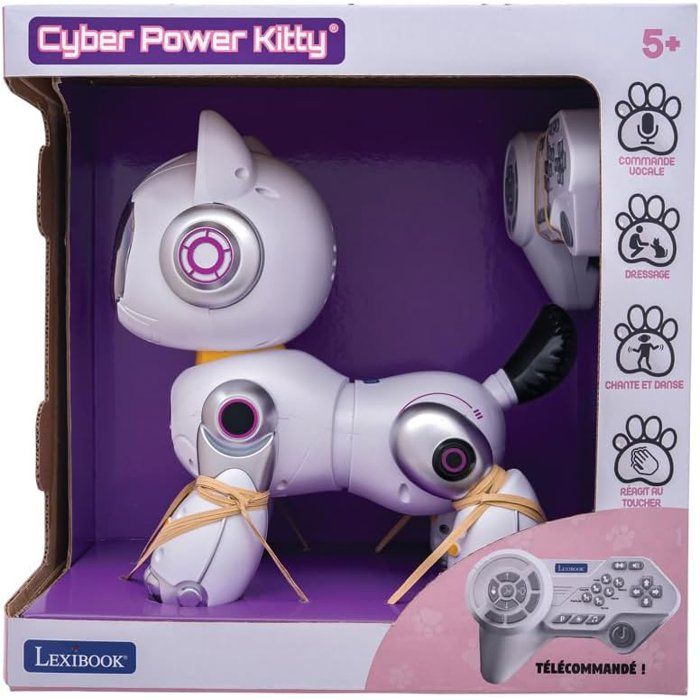 LEXIBOOK - Cyber Power Kitty  My faithful high-tech companion - Voice-activated remote control - Dances, walks, and mimics a real cat