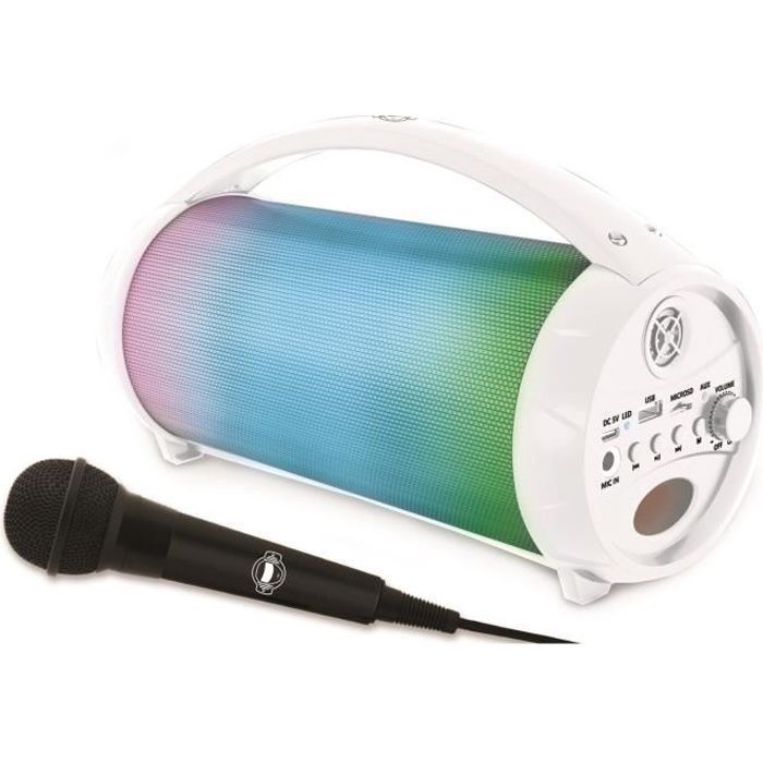 FLASHBOOM Fully illuminated portable Bluetooth speaker with detachable wired microphone iParty - LEXIBOOK