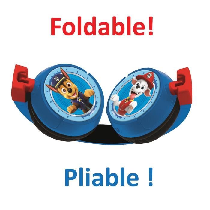 PAT 'PATROUILLE Comfortable foldable 2-in-1 bluetooth and wired headphones for children with sound limitation - LEXIBOOK