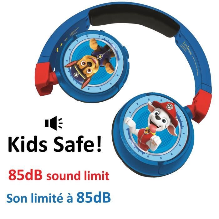 PAT 'PATROUILLE Comfortable foldable 2-in-1 bluetooth and wired headphones for children with sound limitation - LEXIBOOK
