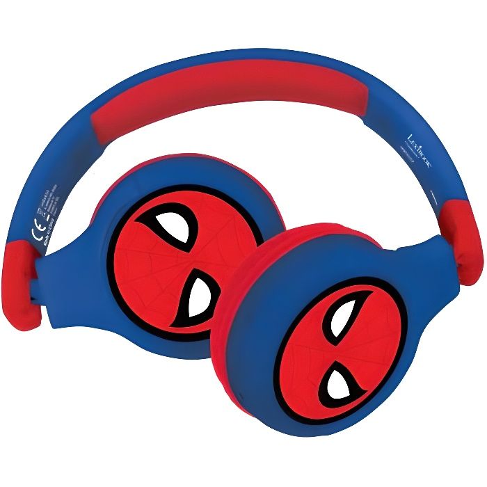 SPIDER-MAN Comfortable foldable 2-in-1 bluetooth and wired headphones for children with sound limitation - LEXIBOOK