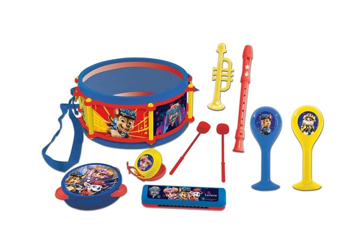 PAT PATROUILLE - Set of 7 Musical Instruments - Drum, Maracas, Castanets, Harmonica, Flute, Trumpet & Tambourine