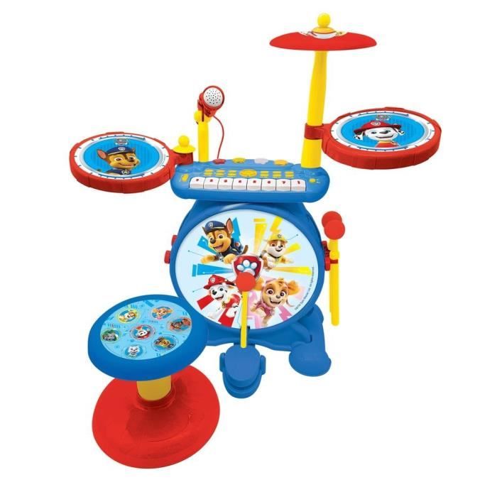 PAT PATROUILLE - Complete 3 in 1 Electronic Luminous Drum Kit - Keyboard, Cymbals and Stool