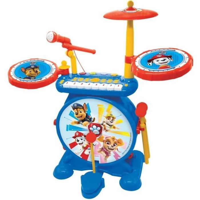 PAT PATROUILLE - Complete 3 in 1 Electronic Luminous Drum Kit - Keyboard, Cymbals and Stool