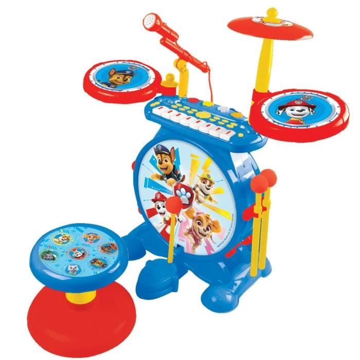 PAT PATROUILLE - Complete 3 in 1 Electronic Luminous Drum Kit - Keyboard, Cymbals and Stool