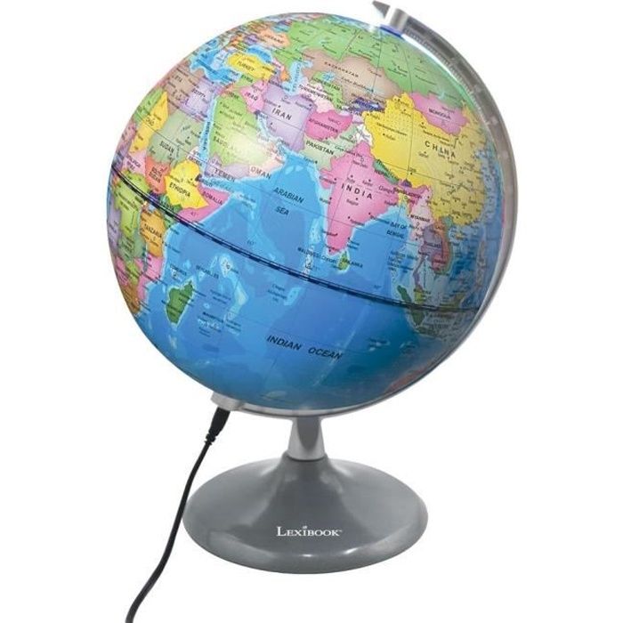 LEXIBOOK - Luminous day & night globe - Earth globe during the day and lights up with the map of the constellations (English)