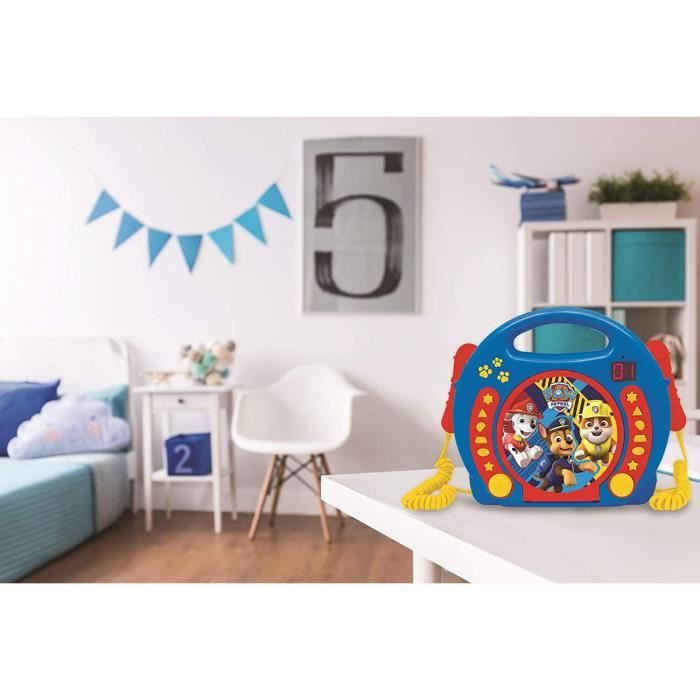 LEXIBOOK - PAT 'PATROUILLE - CD Player Kid Karaoke with 2 microphones - Child - Boy - From 3 years