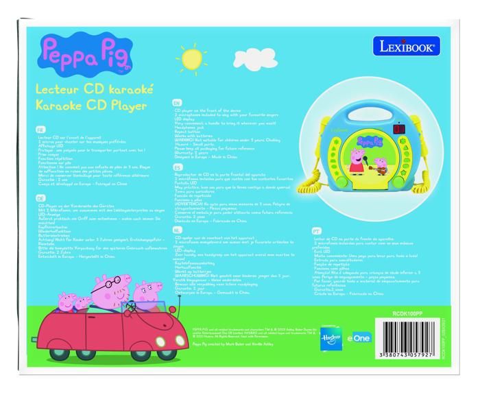 LEXIBOOK - PEPPA PIG - Children's Karaoke CD Player with 2 microphones