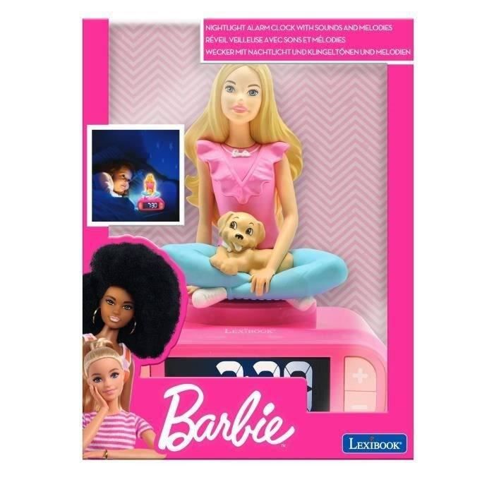 Digital alarm clock with bright night light, 3D Barbie, and sound effects