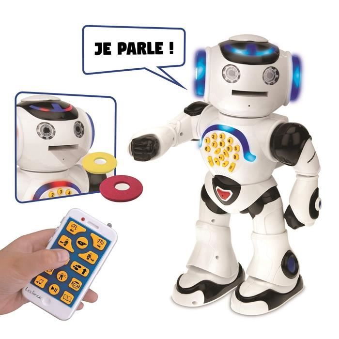 LEXIBOOK Powerman - Interactive Educational Robot for Playing and Learning, Dancing, Music Play, Educational Quiz, Spear Discs