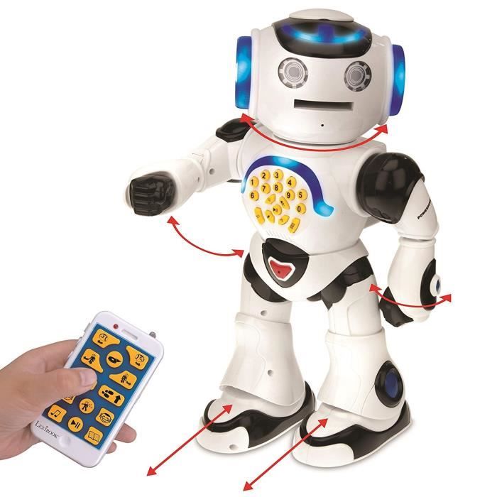 LEXIBOOK Powerman - Interactive Educational Robot for Playing and Learning, Dancing, Music Play, Educational Quiz, Spear Discs