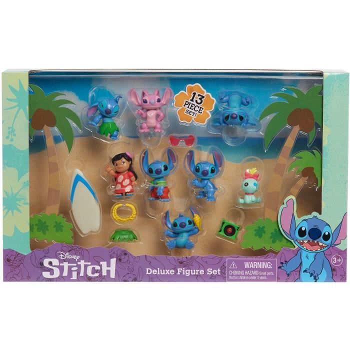 Figures and accessories - LICENSE /STITCH - Deluxe box set - 13 figures and accessories, Stitch in 5 poses, surfboard