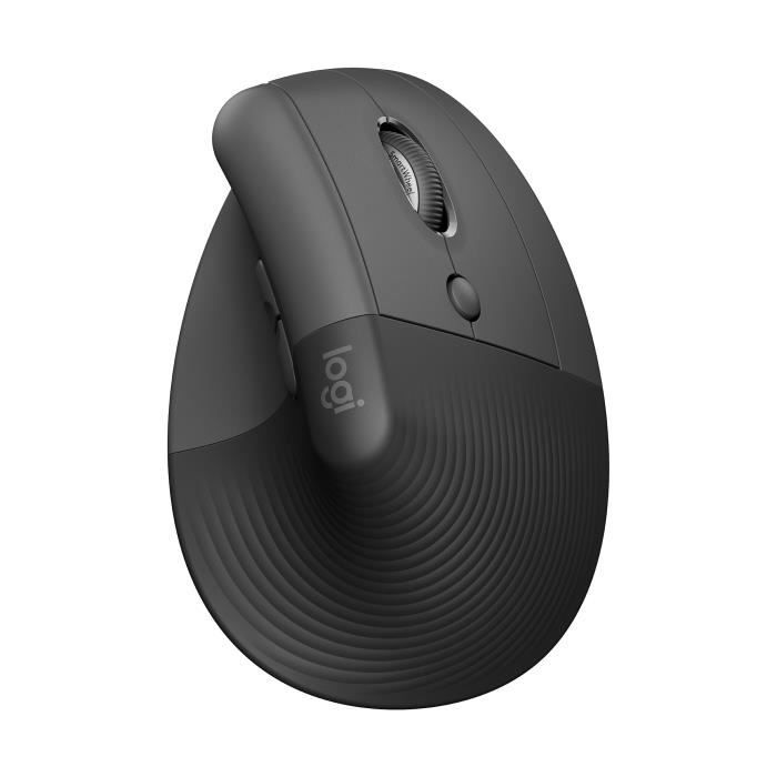 Logitech Lift Ergonomic Vertical Wireless Mouse, Bluetooth or Logi Bolt USB Receiver, Silent - Graphite