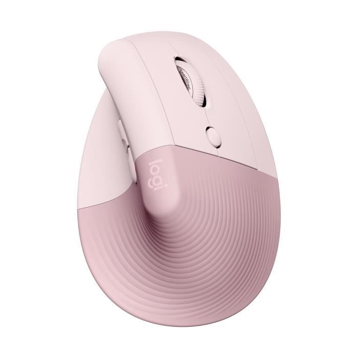 Logitech Lift Ergonomic Vertical Wireless Mouse, Bluetooth or Logi Bolt USB Receiver, Silent - Pink
