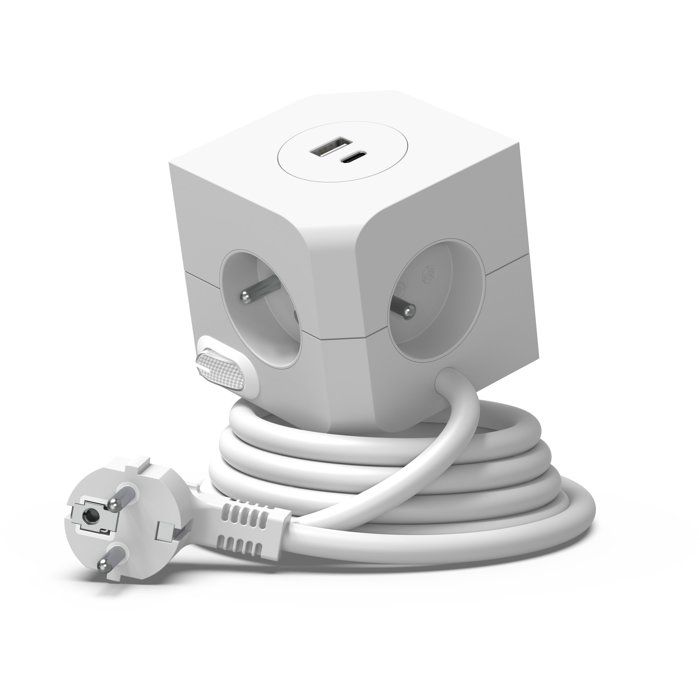 Power Strip with Dual USB Ports - LINK2HOME - 4 16A Outlets - 2 USB Ports - 3,680 W Max - White