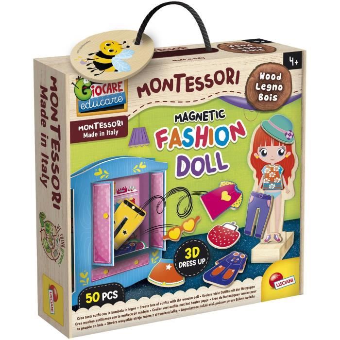 Wooden doll to create fantastic outfits - LISCIANI - Montessori method