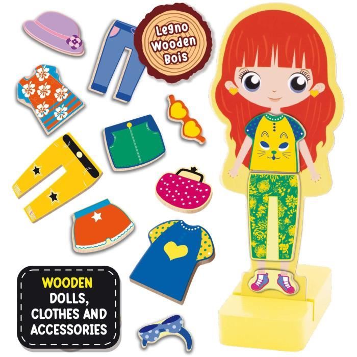 Wooden doll to create fantastic outfits - LISCIANI - Montessori method