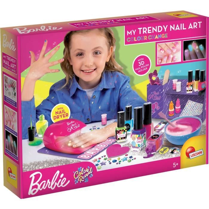 Barbie Nail Polish Kit - LISCIANI - Changes color and glows in the dark