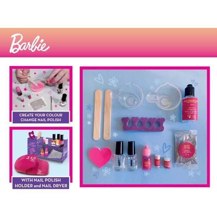 Barbie Nail Polish Kit - LISCIANI - Changes color and glows in the dark