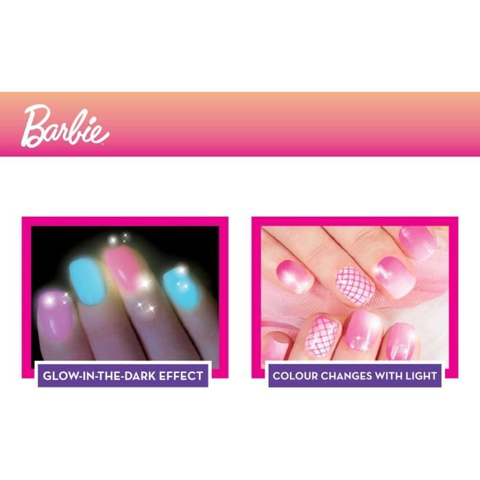 Barbie Nail Polish Kit - LISCIANI - Changes color and glows in the dark