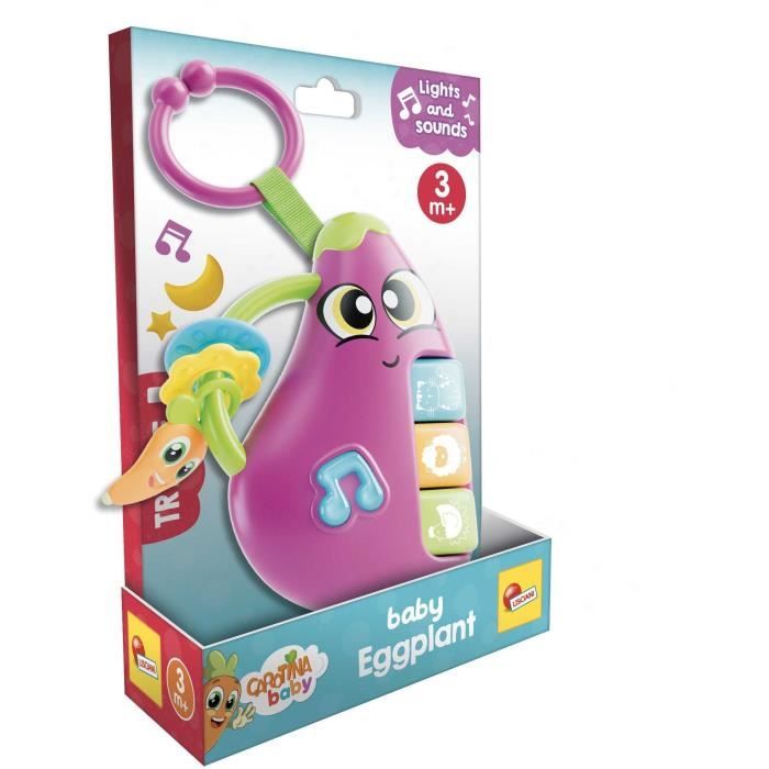 Aubergine - Electronic Rattle - CAROTINA BABY - Melodies and Animal Sounds, Teething Rings