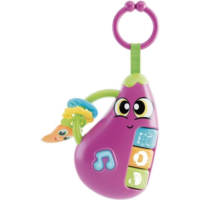 Aubergine - Electronic Rattle - CAROTINA BABY - Melodies and Animal Sounds, Teething Rings