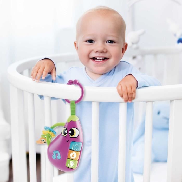 Aubergine - Electronic Rattle - CAROTINA BABY - Melodies and Animal Sounds, Teething Rings