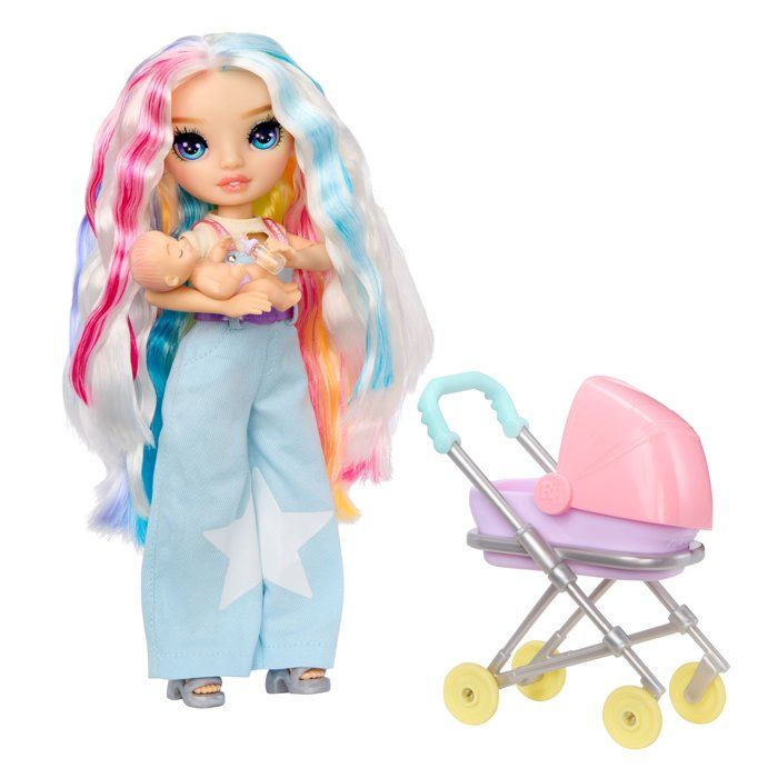 Junior High Babysitters  Amaya - 23 cm Doll - Baby, Stroller, Bassinet, Bottle, Comb, Outfit, and Accessories