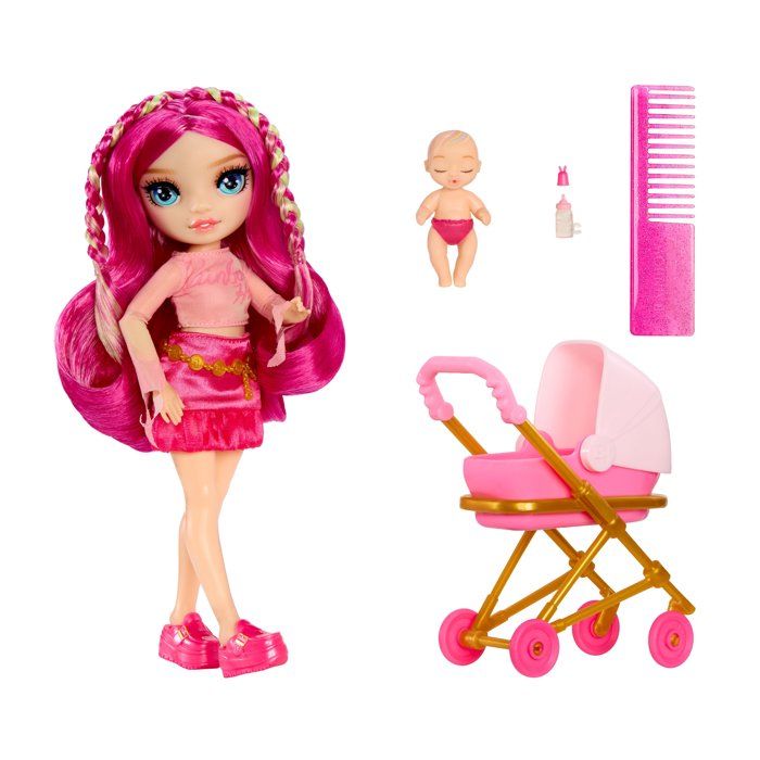 Junior High Babysitters  Stella - 23 cm Doll - Baby, Stroller, Bassinet, Bottle, Comb, Outfit, and Accessories
