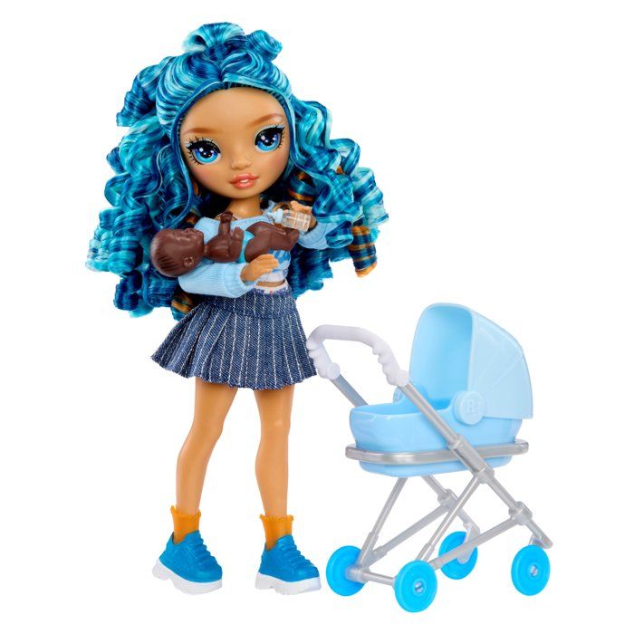 Junior High Babysitters  Skyler - 23 cm Doll - Baby, Stroller, Bassinet, Bottle, Comb, Outfit, and Accessories