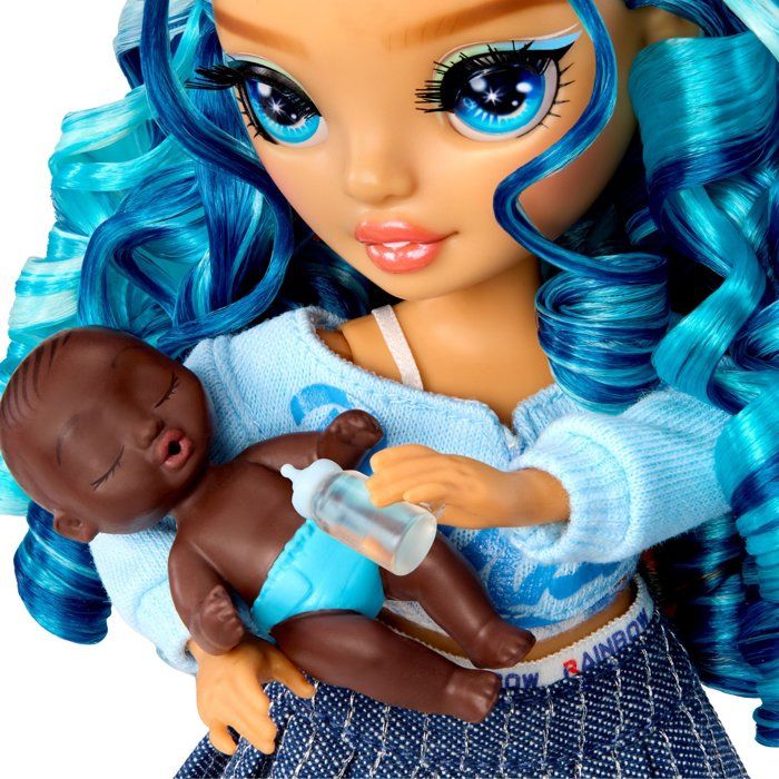 Junior High Babysitters  Skyler - 23 cm Doll - Baby, Stroller, Bassinet, Bottle, Comb, Outfit, and Accessories