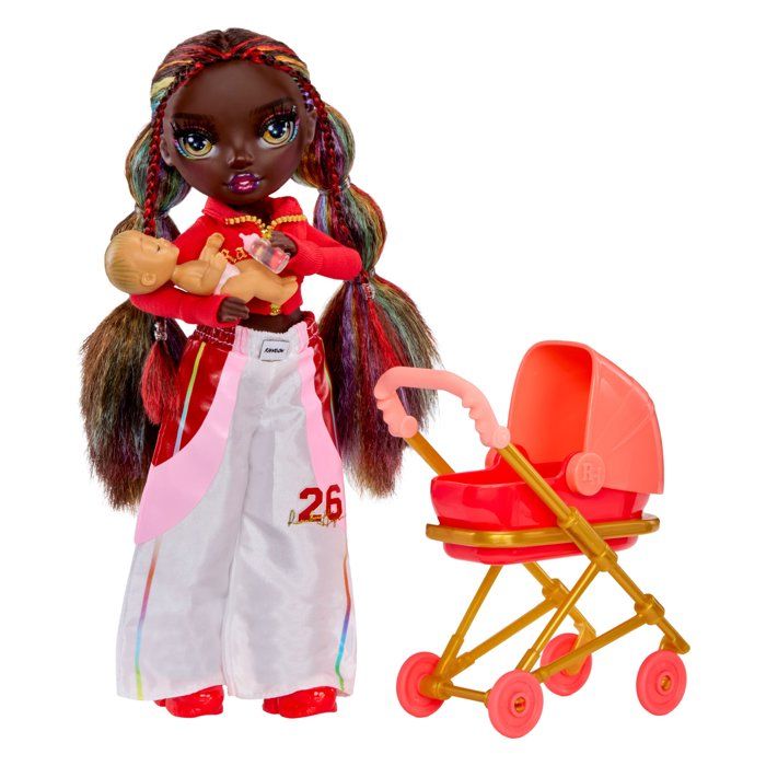 Junior High Babysitters  Iris Bow - 23 cm Doll - Baby, Stroller, Bassinet, Bottle, Comb, Outfit, and Accessories