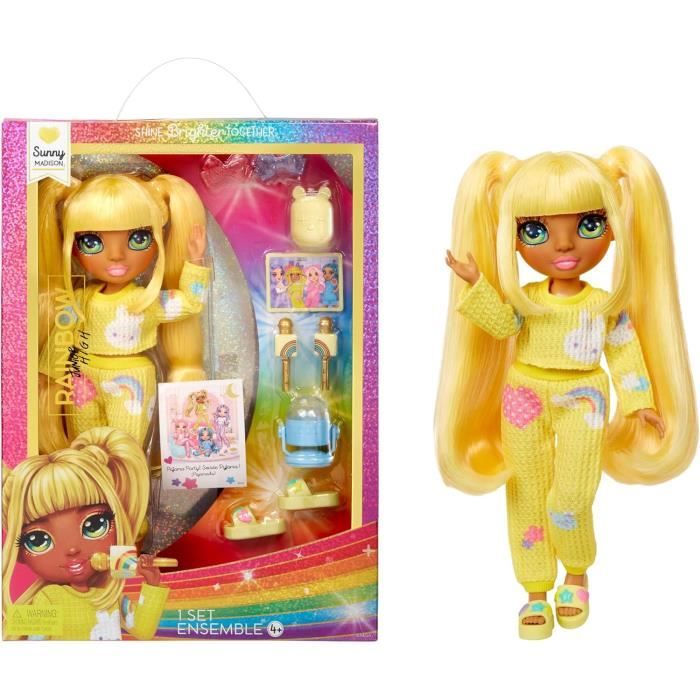 Junior High Pajama Party - 22 cm articulated fashion doll - Sunny (Yellow) - Many accessories - from 4 years