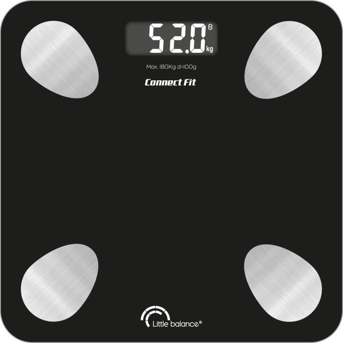 Bathroom scale - LITTLE BALANCE - 8685 - Connect fit duo kit - Batteries - Impedance meter + connected skipping rope - 190 kg/100 g - Black