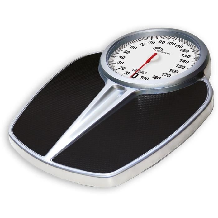 Mechanical personal scale LITTLE BALANCE 8182 PRO M 200, 200 kg / 1 kg, Large screen, Professional, Black & Chrome