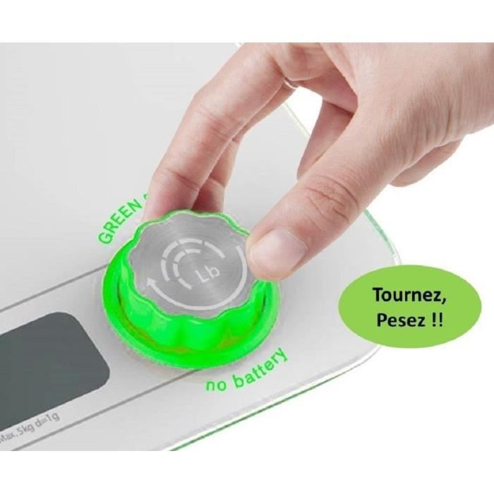 Little Balance 8198 Kinetic Flower, Kitchen Libra without battery, rechargeable by its Little Balance button, 5 kg / 1 g, white