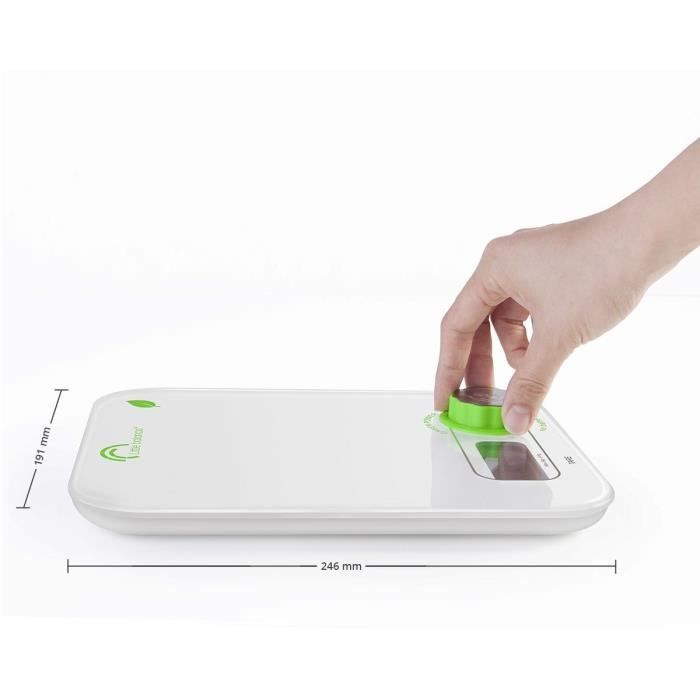 Little Balance 8198 Kinetic Flower, Kitchen Libra without battery, rechargeable by its Little Balance button, 5 kg / 1 g, white