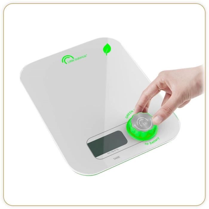 Little Balance 8198 Kinetic Flower, Kitchen Libra without battery, rechargeable by its Little Balance button, 5 kg / 1 g, white