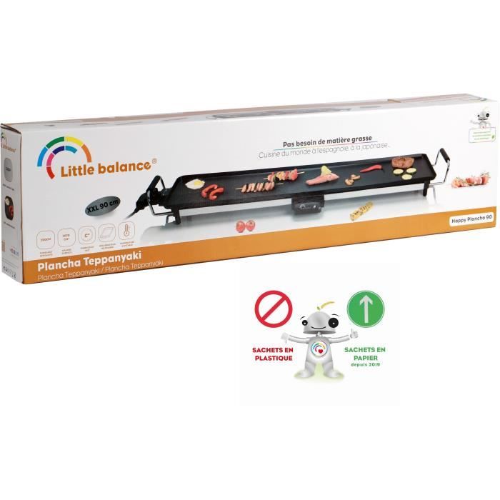 Little Balance 8239 HAPPY PLANCHA 90, Electric plancha 8-10 people, XXL anti-adhesive, all food, 2000W, black/stainless steel