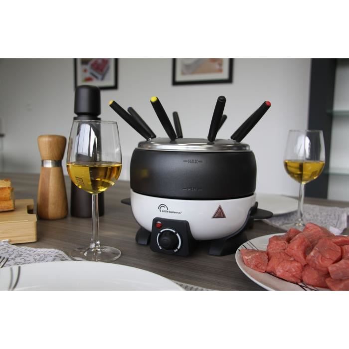 Fondue maker - LITTLE BALANCE - HAPPY - 800 W - 2 L - 8 people - White / Black