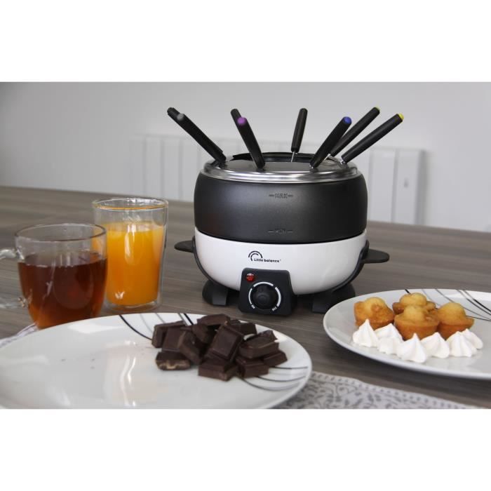 Fondue maker - LITTLE BALANCE - HAPPY - 800 W - 2 L - 8 people - White / Black