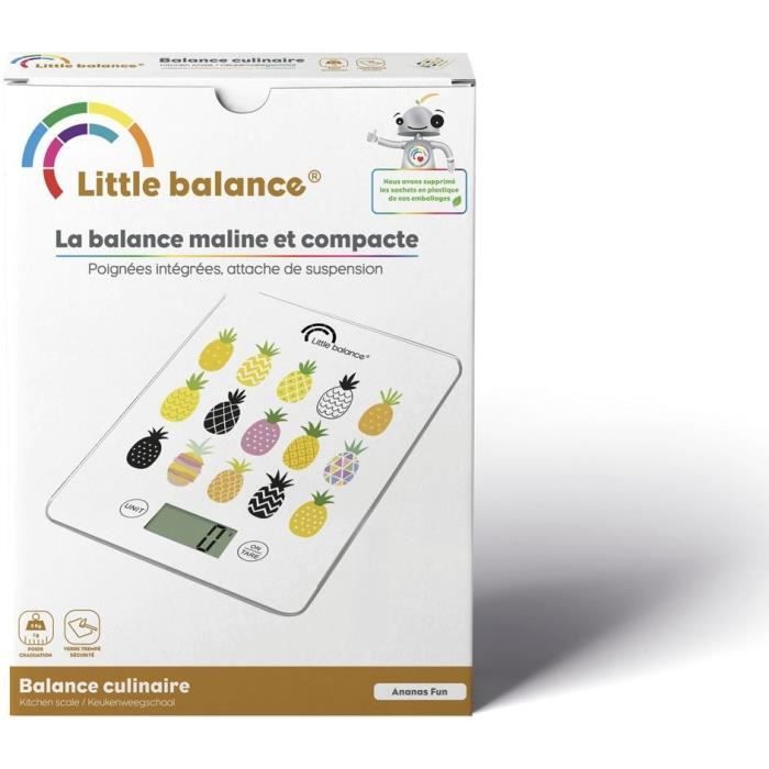 LITTLE BALANCE 8341 Slim Electronic Kitchen Scale - 5 kg / 1 g - Tempered Glass Top - Extra-flat - BD Ananas