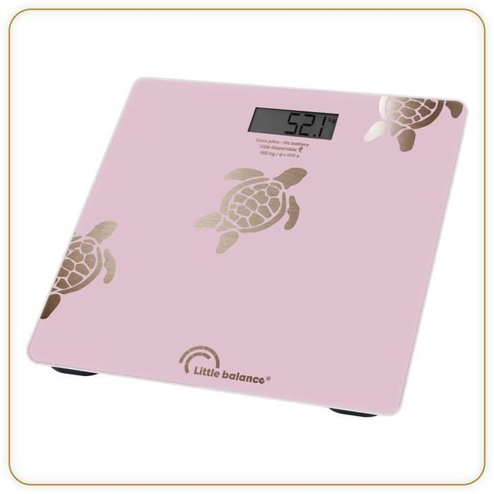 Bathroom scale - LITTLE BALANCE - 8729 - Metallic gold turtles - USB-repairable - 180 kg / 100 g - Pink