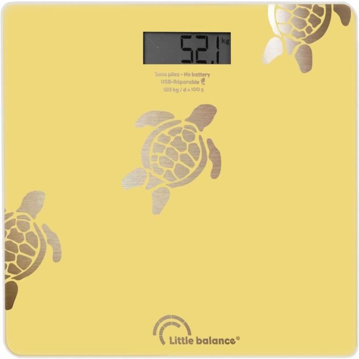 Bathroom scale - LITTLE BALANCE - 8731 - Metallic sand turtles - USB-repairable - 180 kg / 100 g - Yellow